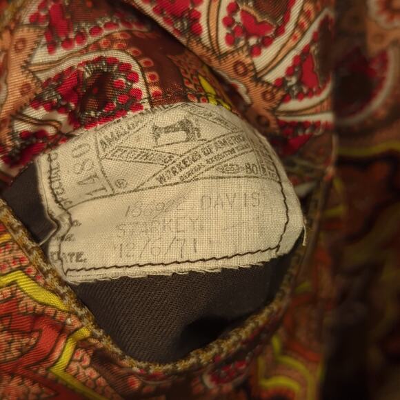 1971 Vintage Double Knit Blazer Size 40 Jacket Psychedelic Lining 70s Mod - Picture 5 of 8